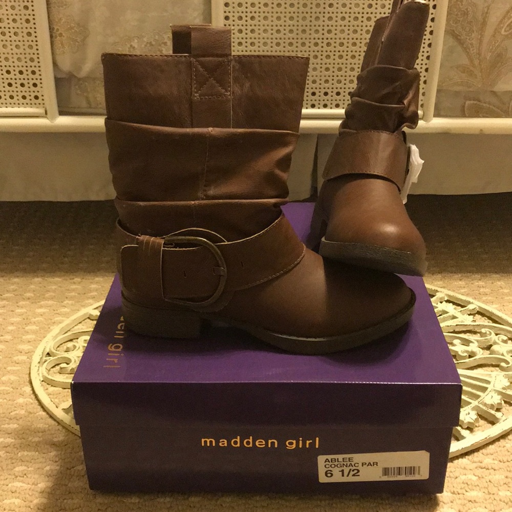 Madden Girl Ablee, Cognac mid calf bootie